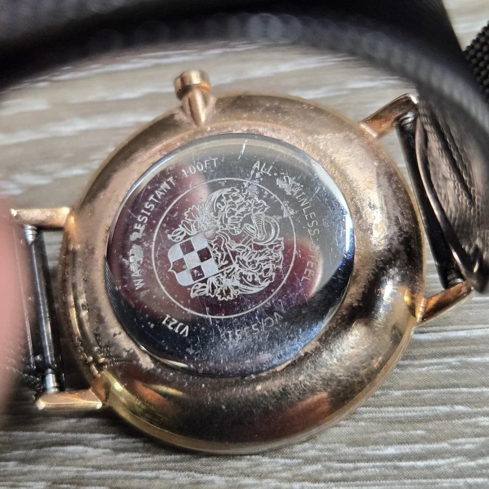 Vince Camuto VC/5351 Crystal Bezel Black Mesh Strap Rose Gold Women Watch Tested